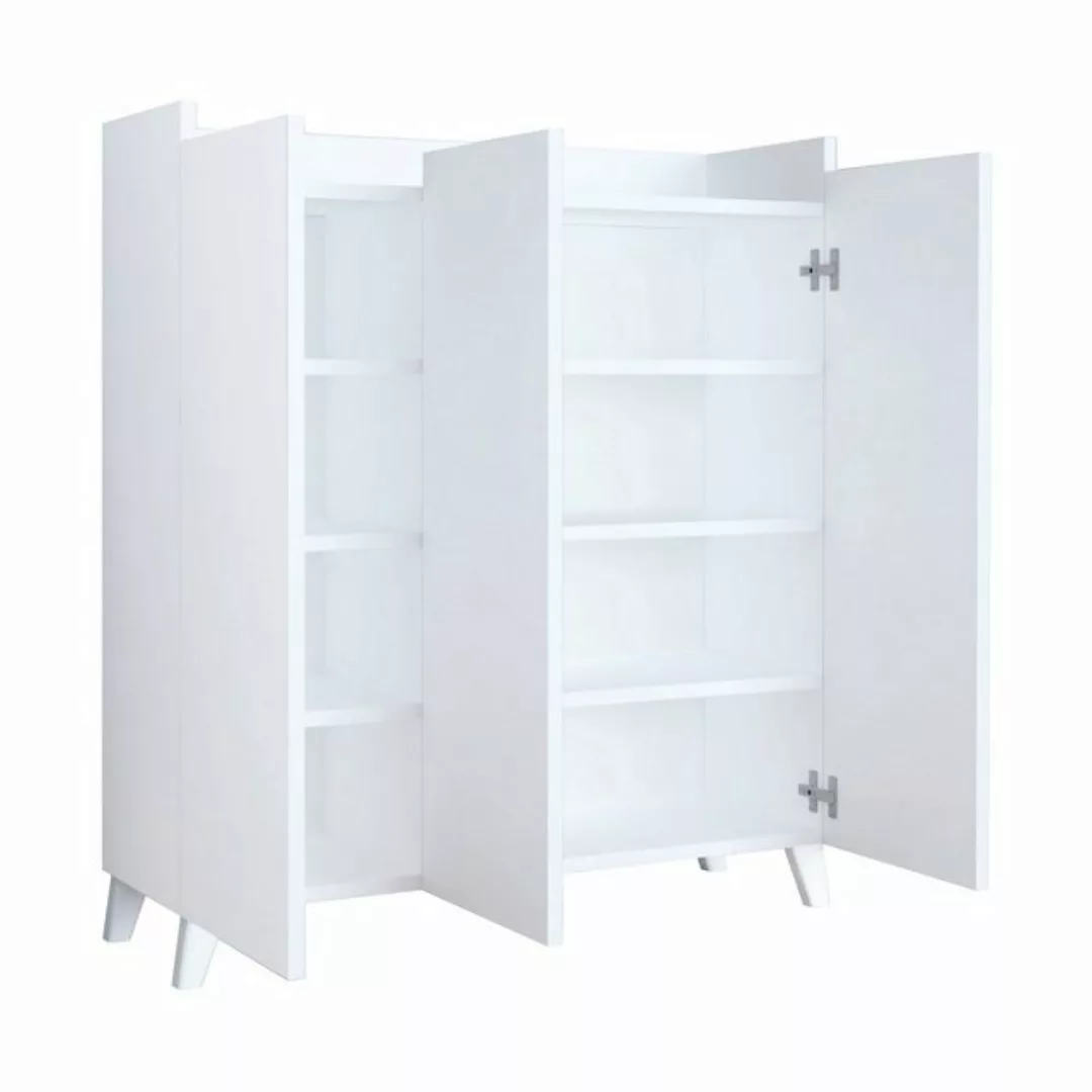 en.casa Mehrzweckschrank »Sirdal« mit 3 Türen 104x90x30 cm Weiß günstig online kaufen