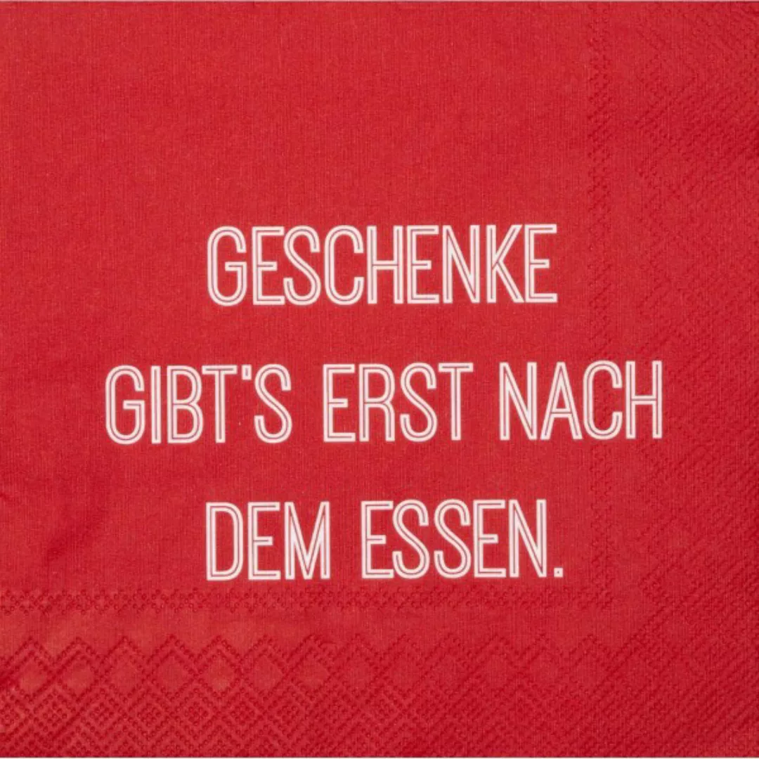 Serviette - Geschenke gibts erst nach dem Essen 33 x 33 cm günstig online kaufen