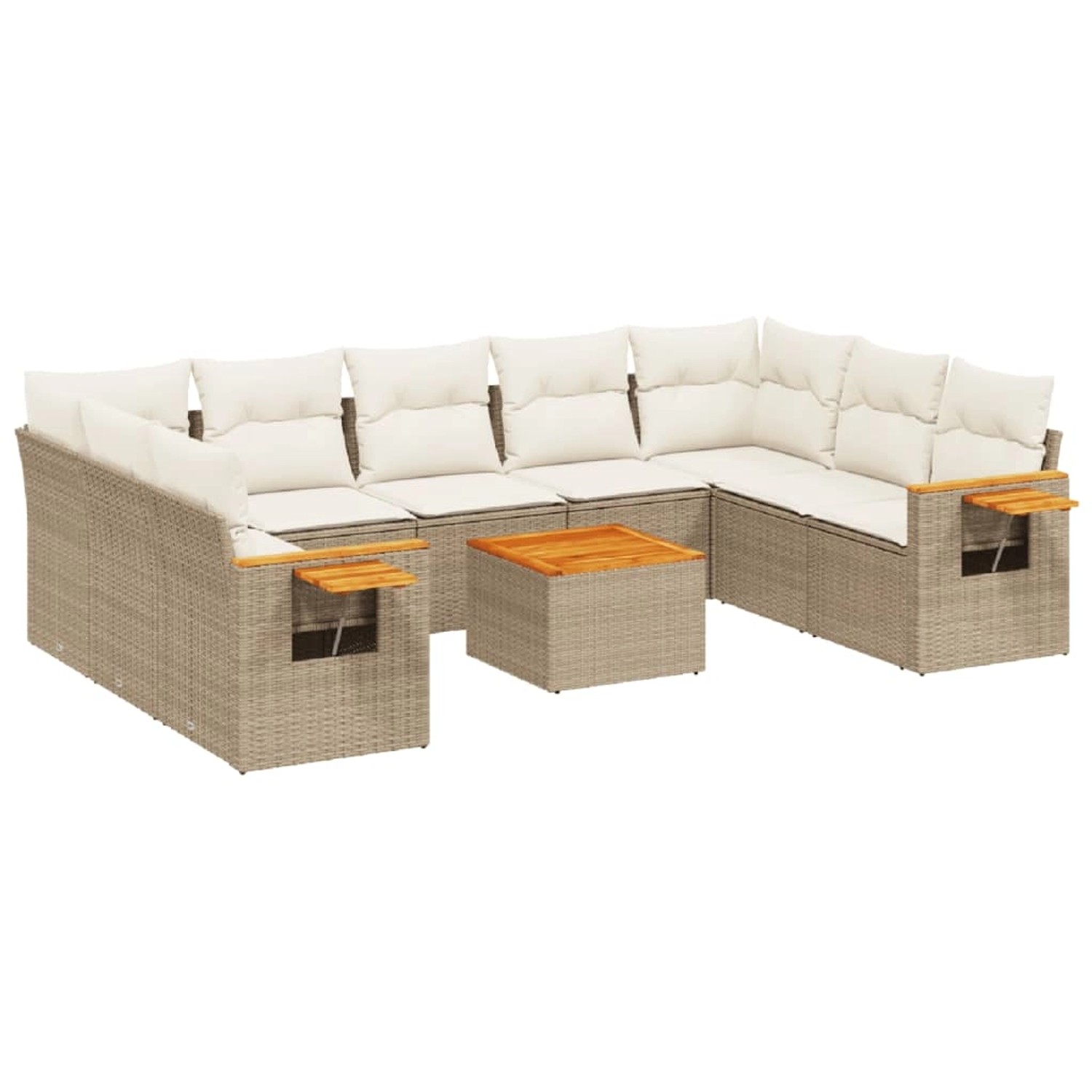 vidaXL 10-Tlg Garten-Sofagarnitur mit Kissen Beige Poly Rattan 3259524 günstig online kaufen
