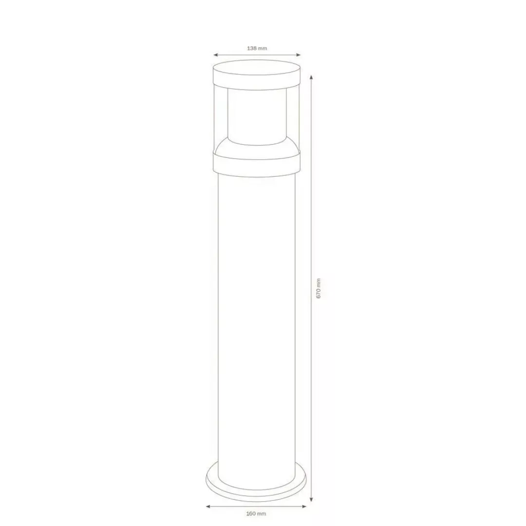 Wegeleuchte A-282577, Silber, Aluguss, Polycarbonat, E27, IP65, 670x138mm günstig online kaufen