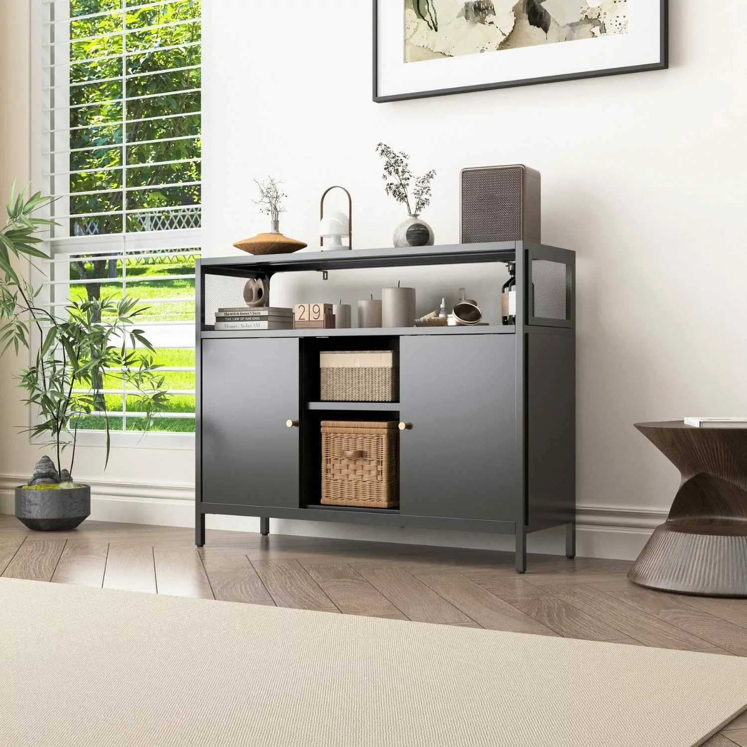 Mein-Regal Sideboard MESH, Schwarz Kommode modern günstig online kaufen