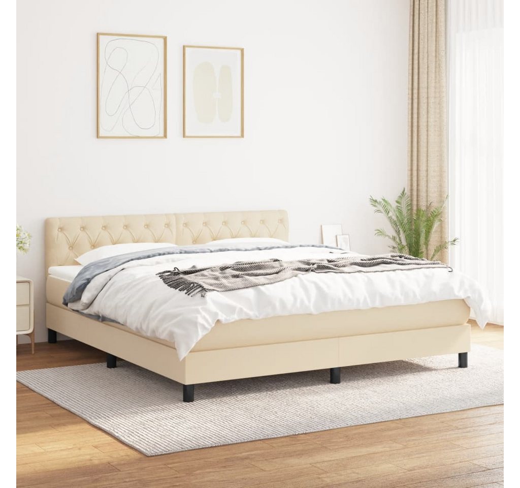 vidaXL Boxspringbett Boxspringbett mit Matratze Creme 160x200 cm Stoff Bett günstig online kaufen