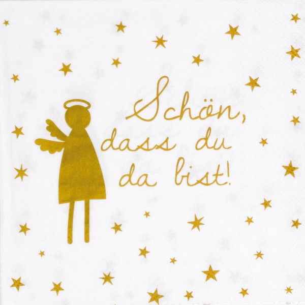 Serviette - Schön dass du da bist Engel 33x33 cm günstig online kaufen