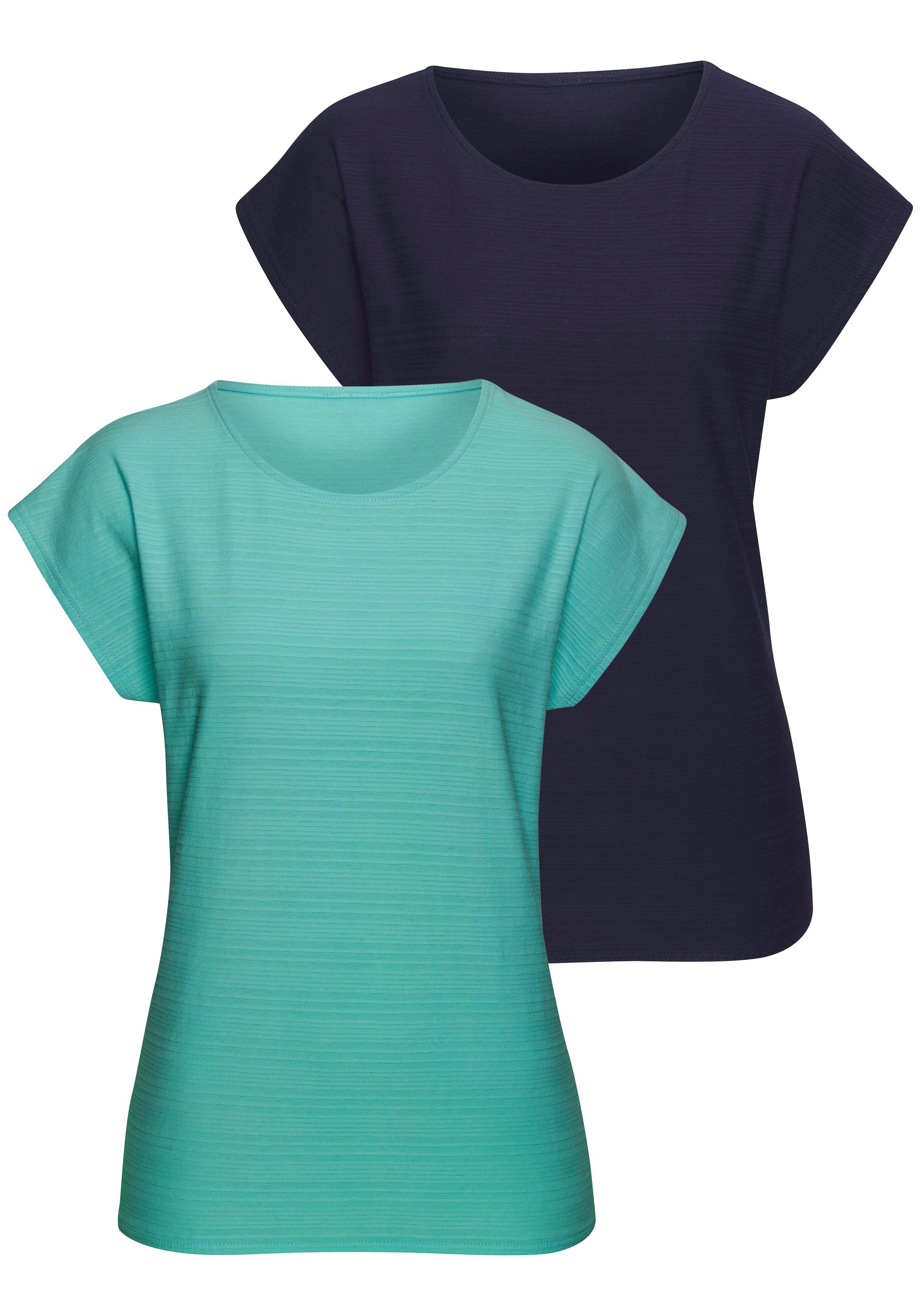 Vivance T-Shirt "mit modischer Streifenstruktur", (Packung), aus weicher Ba günstig online kaufen