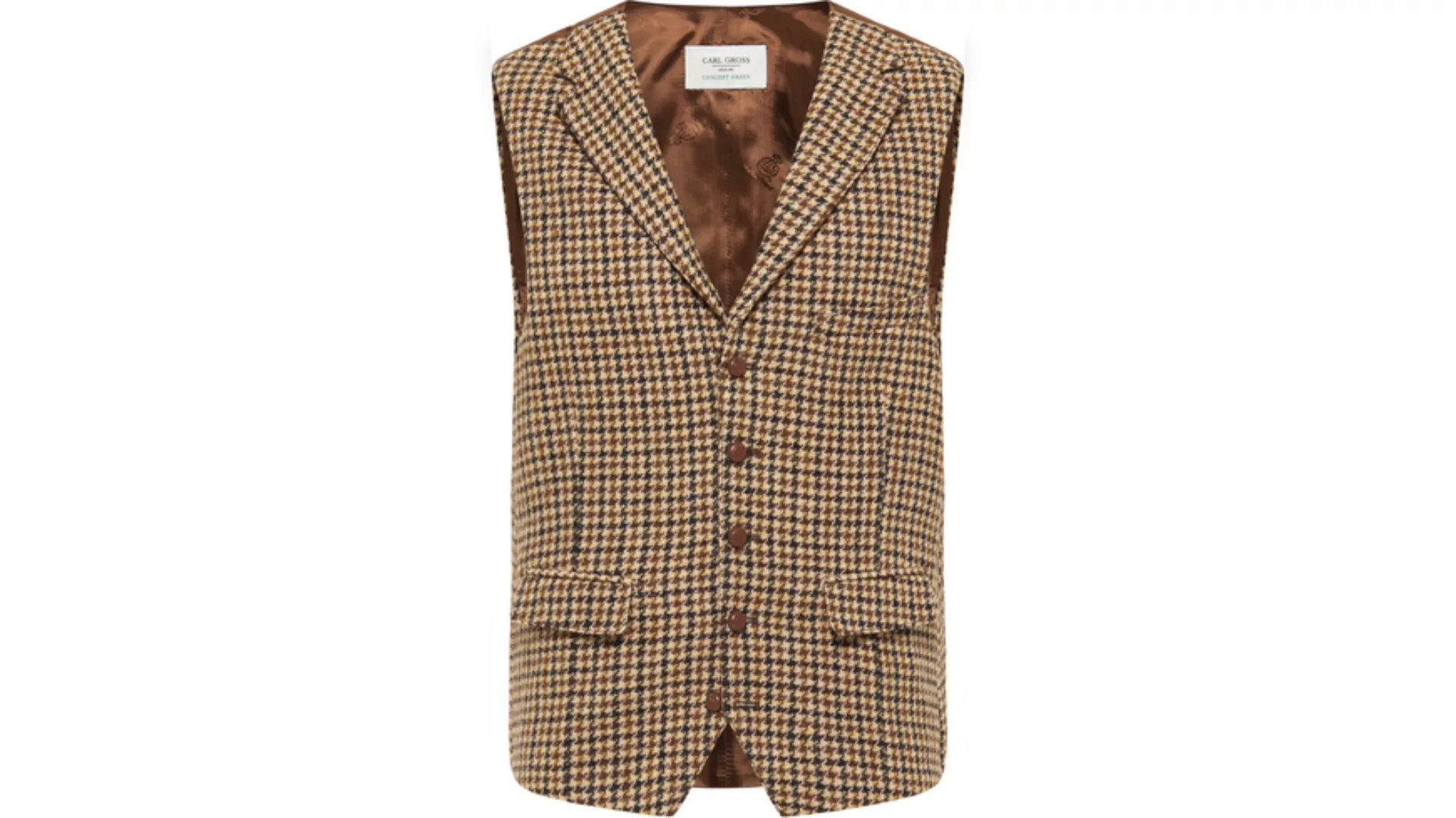 Carl Gross Anzugweste CARL GROSS Harris Tweed Weste braun kariert günstig online kaufen