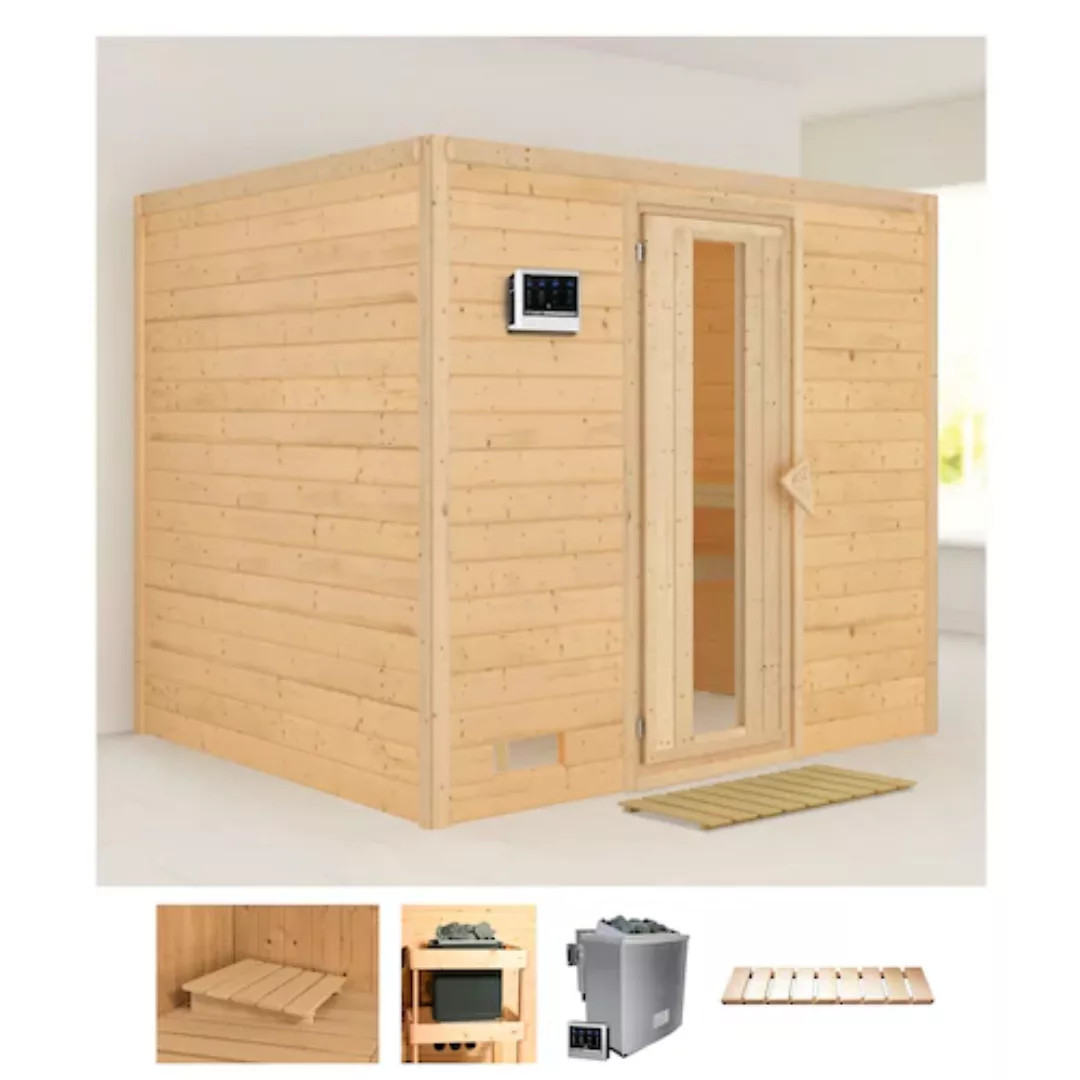 Karibu Sauna »Soraja«, (Set), 9-kW-Bio-Ofen mit externer Steuerung günstig online kaufen