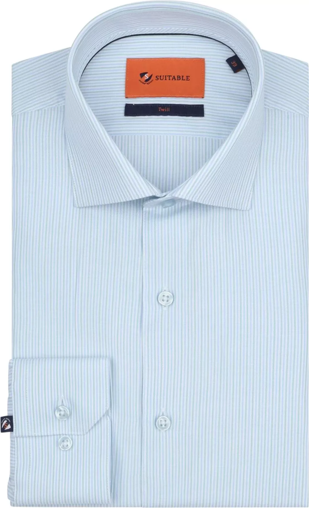 Suitable Hemd Twill Streifen Hellblau - Größe 39 günstig online kaufen