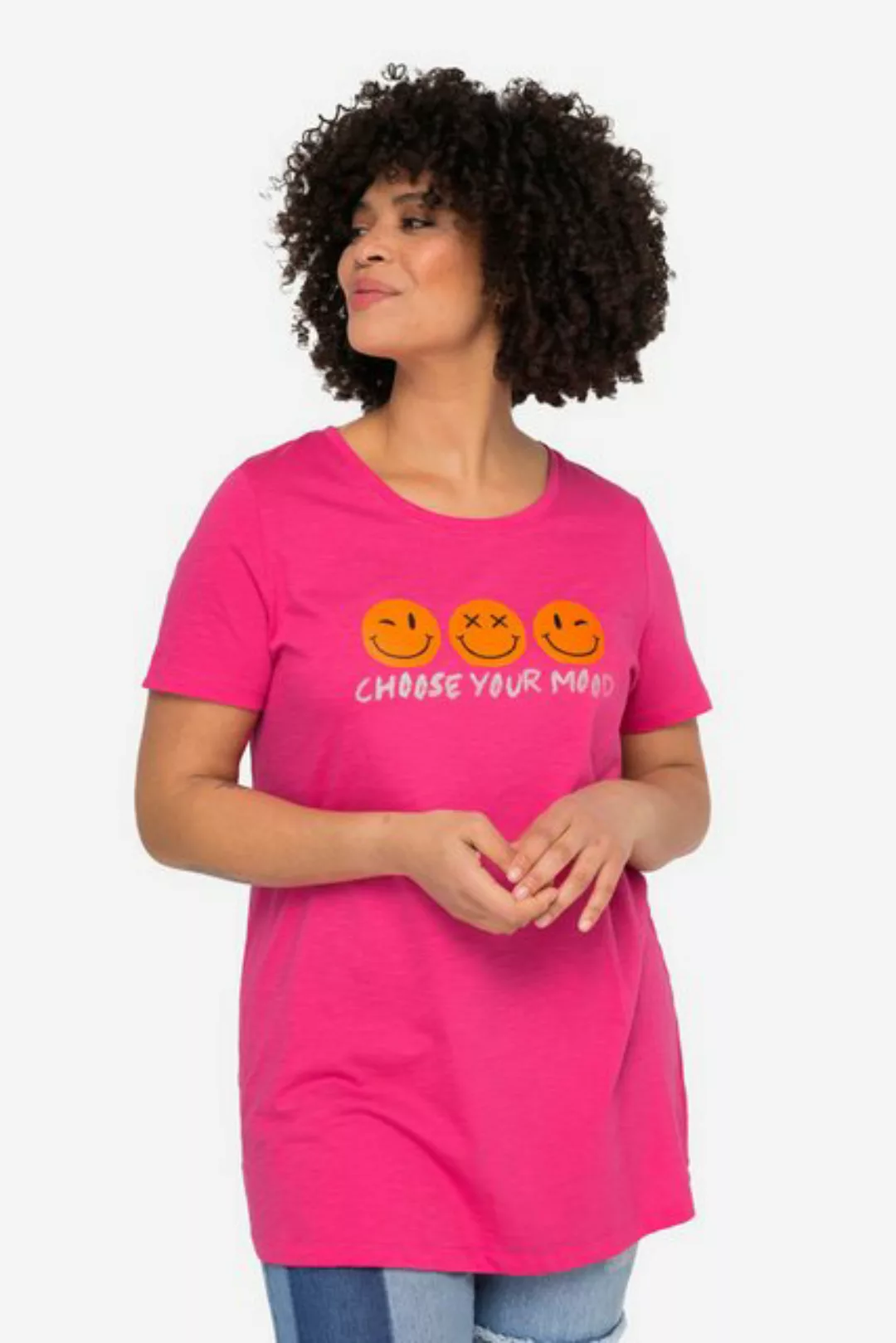 Angel of Style Rundhalsshirt T-Shirt Smiley Druck Rundhals Halbarm günstig online kaufen