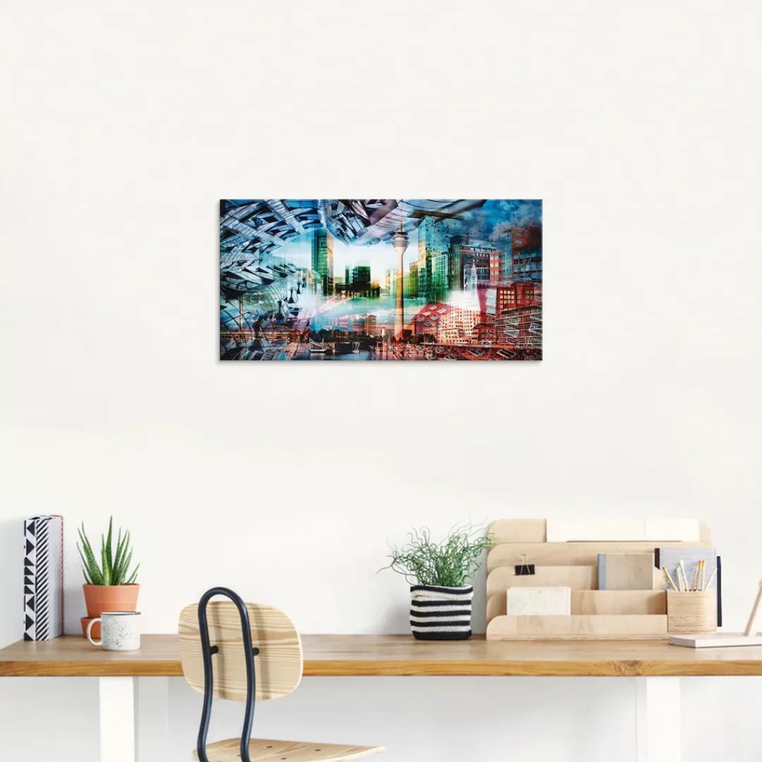 Artland Glasbild "Düsseldorf Skyline Collage VII", Architektonische Element günstig online kaufen