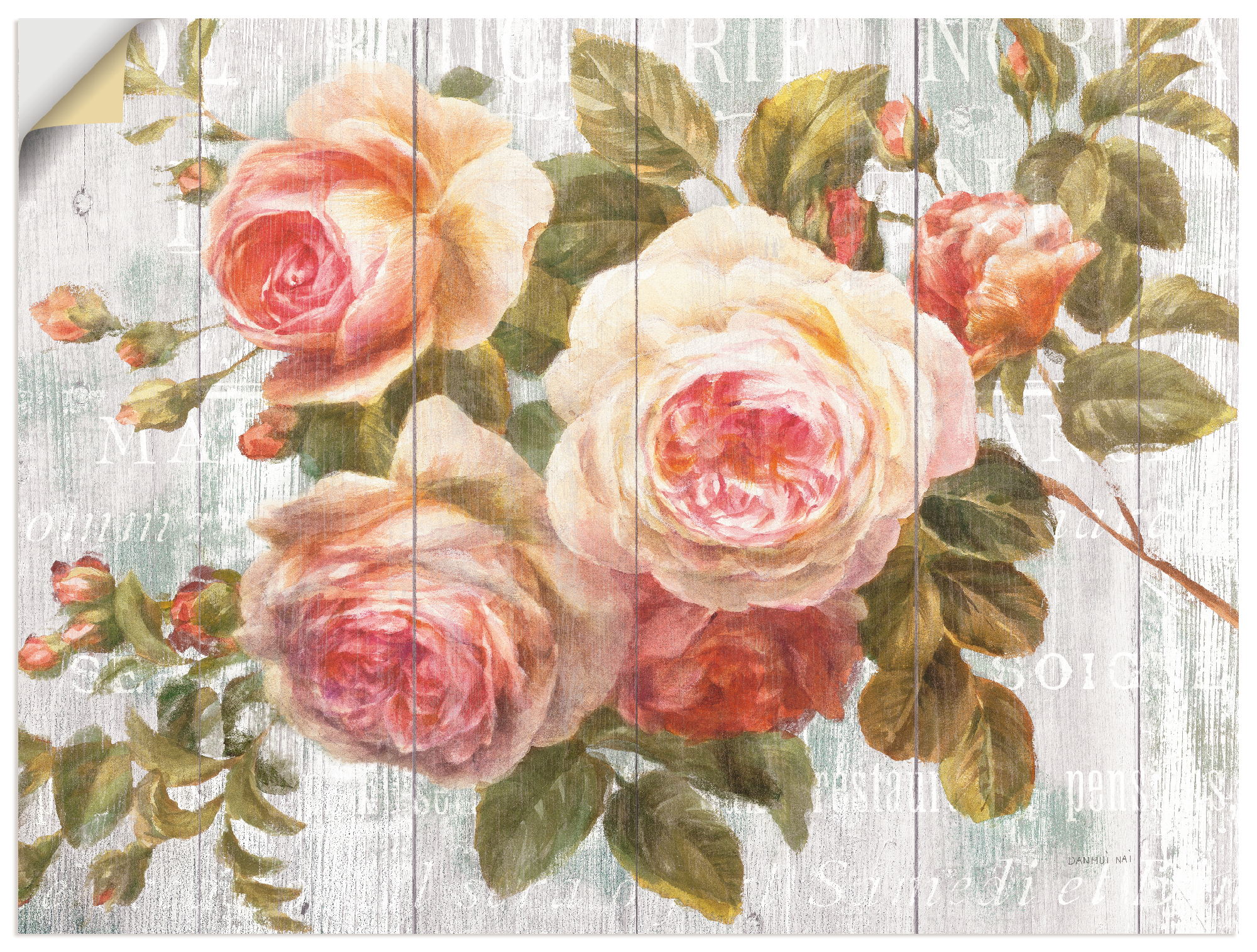 Artland Wandbild "Vintage Rosen auf Holz", Blumen, (1 St.), als Leinwandbil günstig online kaufen