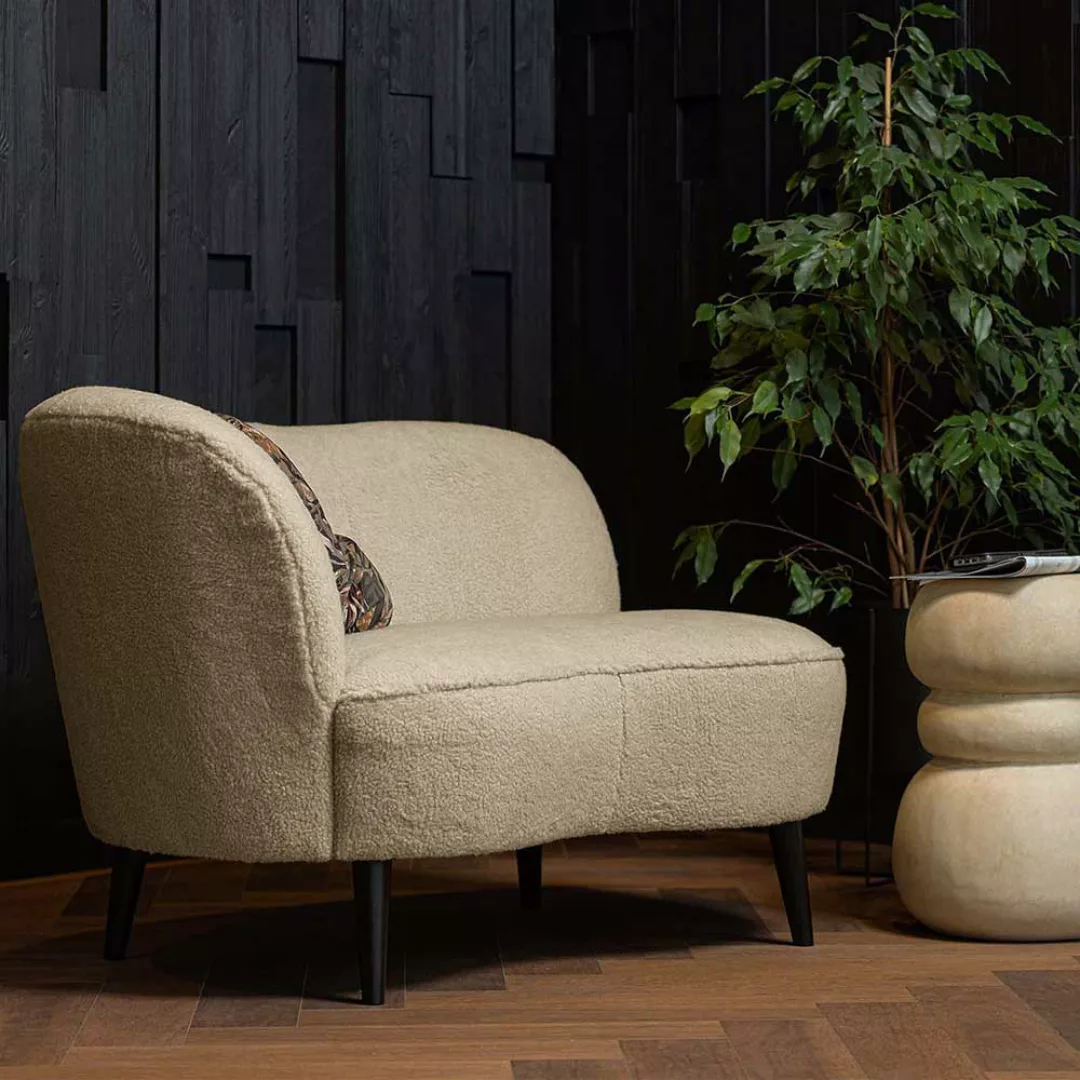 Einsitzer Sofa Abschluss links aus Webplüsch Birke Massivholz günstig online kaufen