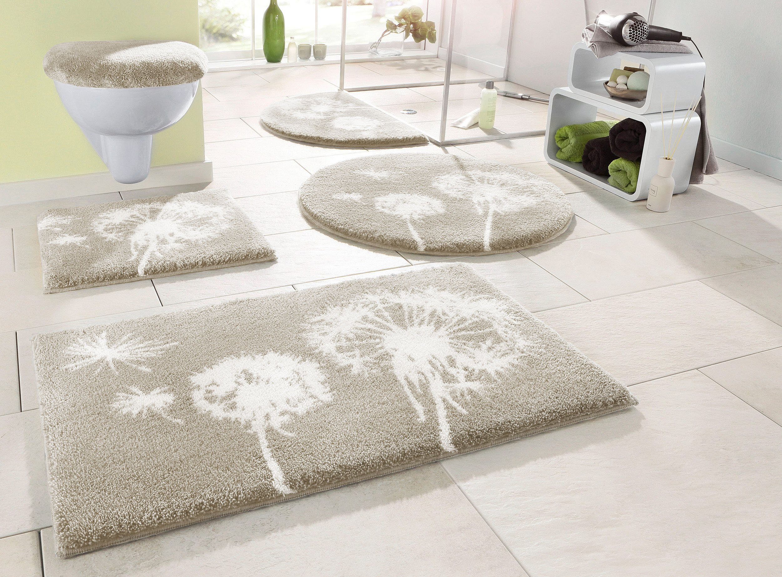 Grund Badematte »Pusteblume, Badvorleger, Badezimmer Teppich, sehr weich«, günstig online kaufen