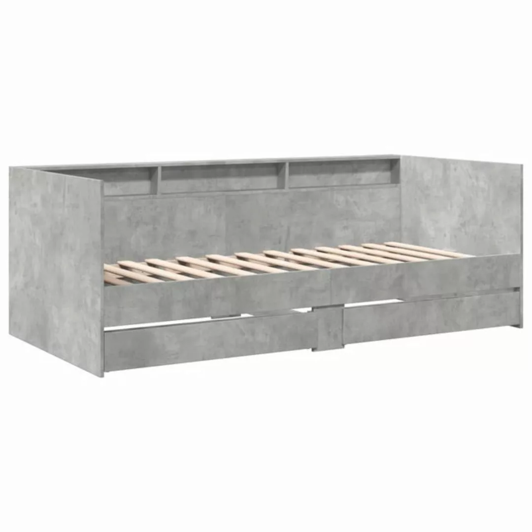 vidaXL Bett Tagesbett mit Schubladen Betongrau 90x200 cm Holzwerkstoff günstig online kaufen