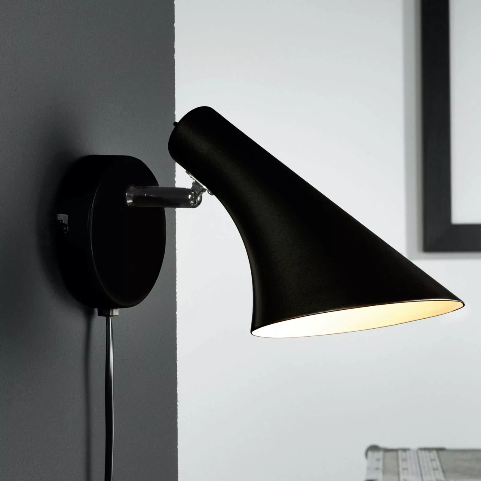 Wandlampe Vanila, Schalter, Steckerkabel, schwarz günstig online kaufen