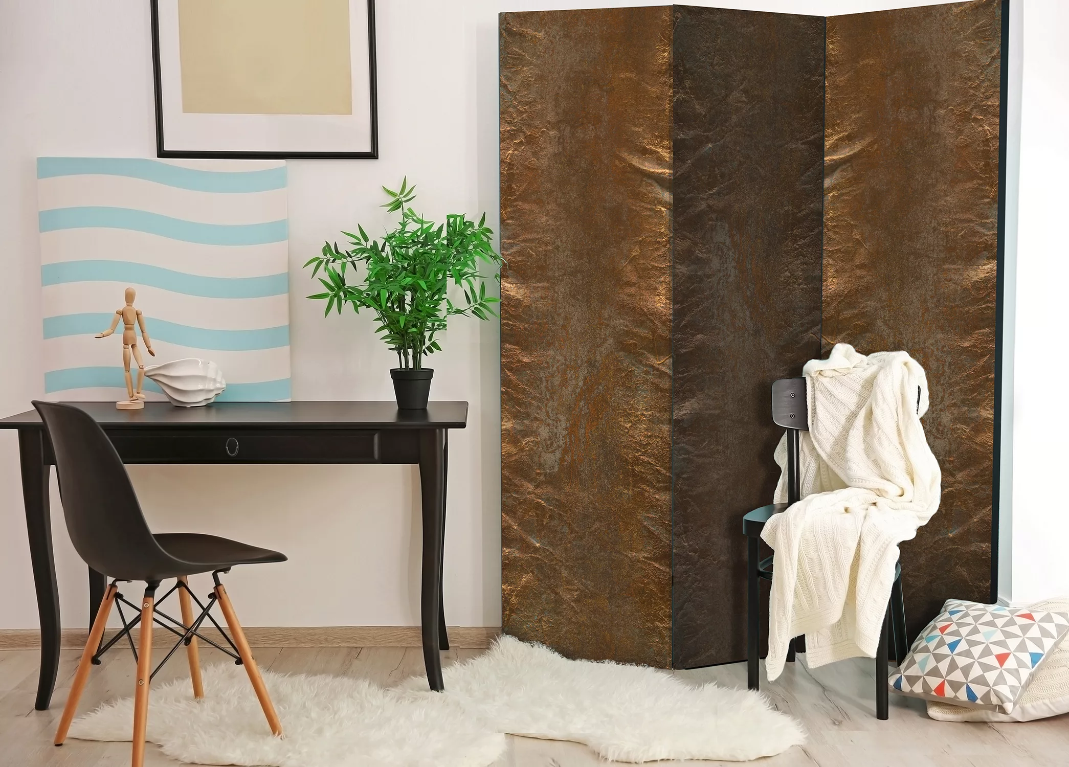 3-teiliges Paravent - Copper Chic [room Dividers] günstig online kaufen