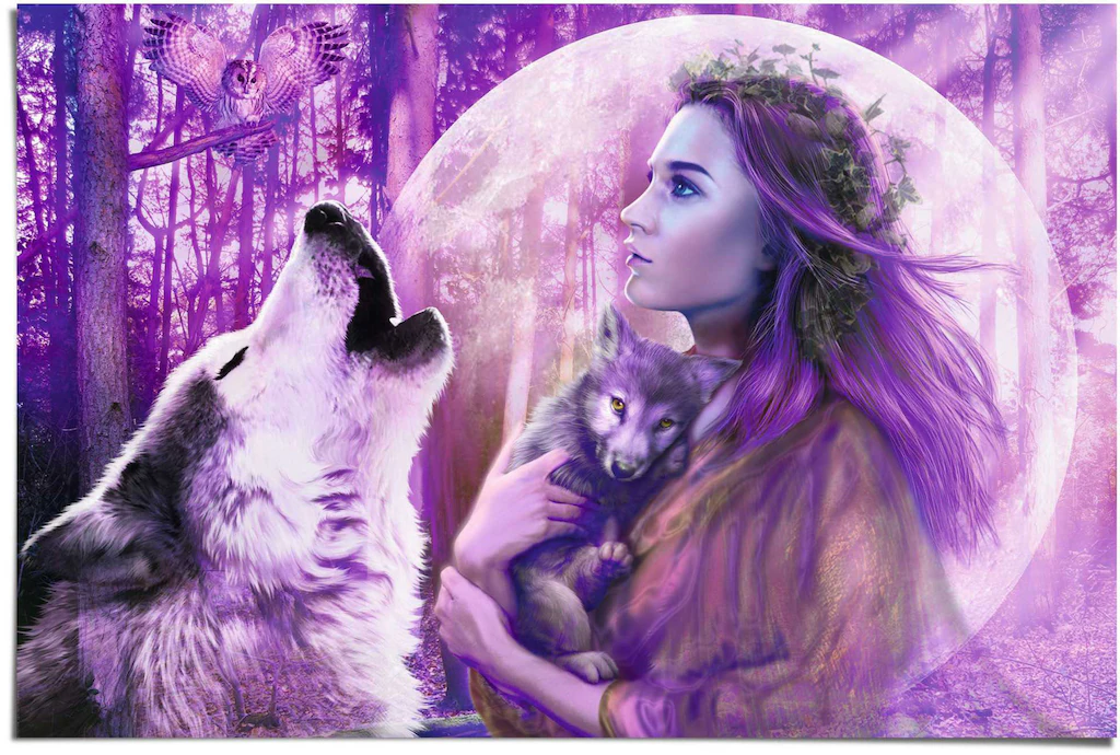 Reinders Poster "Vollmond Wölfe", (1 St.) günstig online kaufen