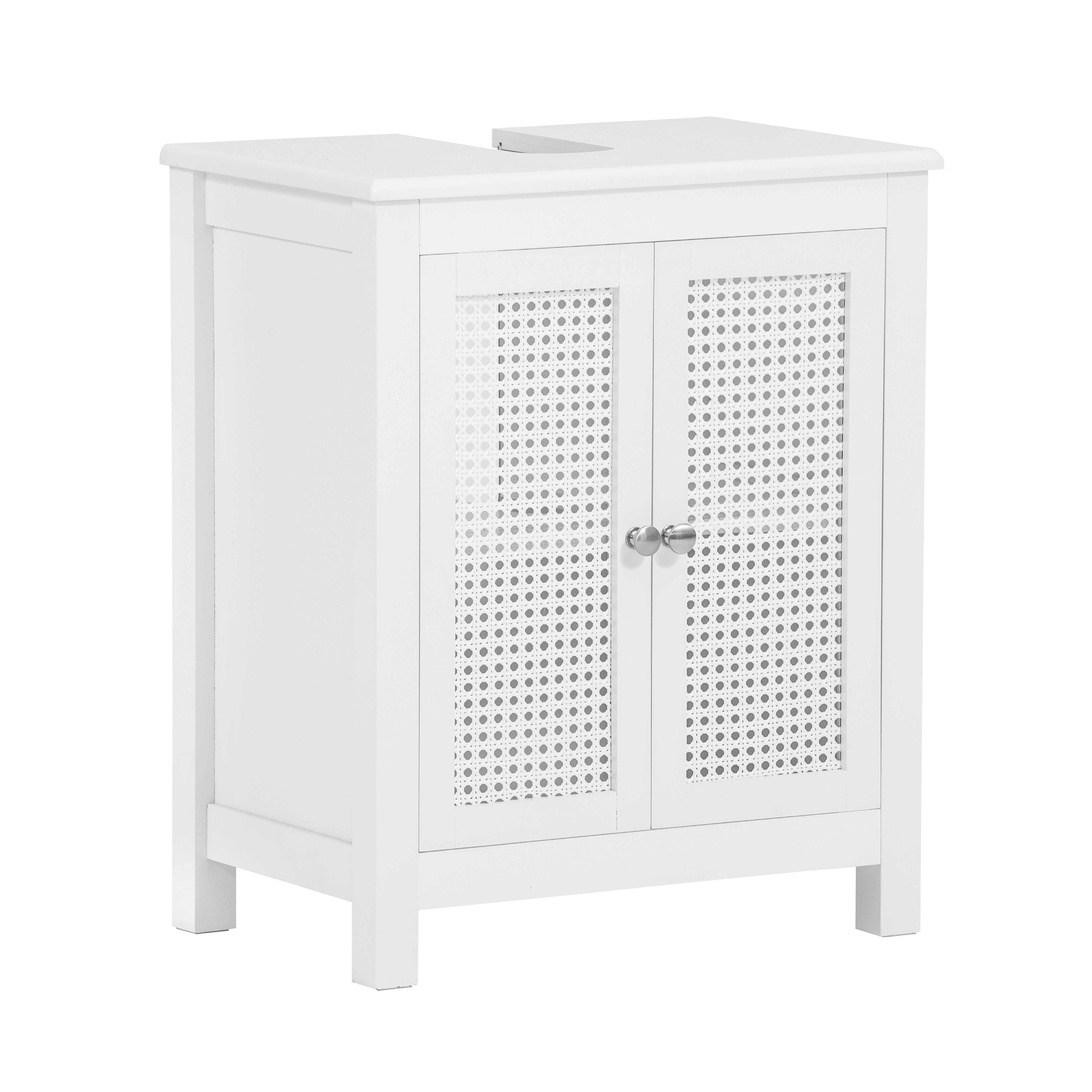SoBuy Waschbeckenunterschrank mit Gitteroptik-Türen MDF Weiß 50 cm BZR35-W günstig online kaufen