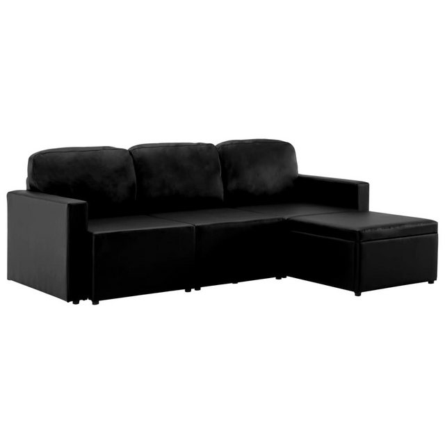 vidaXL Sofa Modulares 3-Sitzer Schlafsofa Schwarz Kunstleder günstig online kaufen