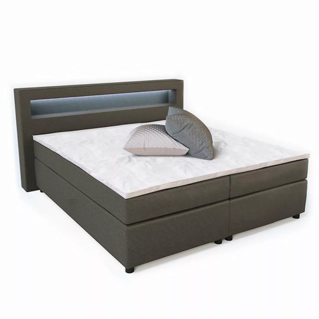 VitaliSpa® Boxspringbett, Grau, 180 x 200 cm mit LED Beleuchtung günstig online kaufen