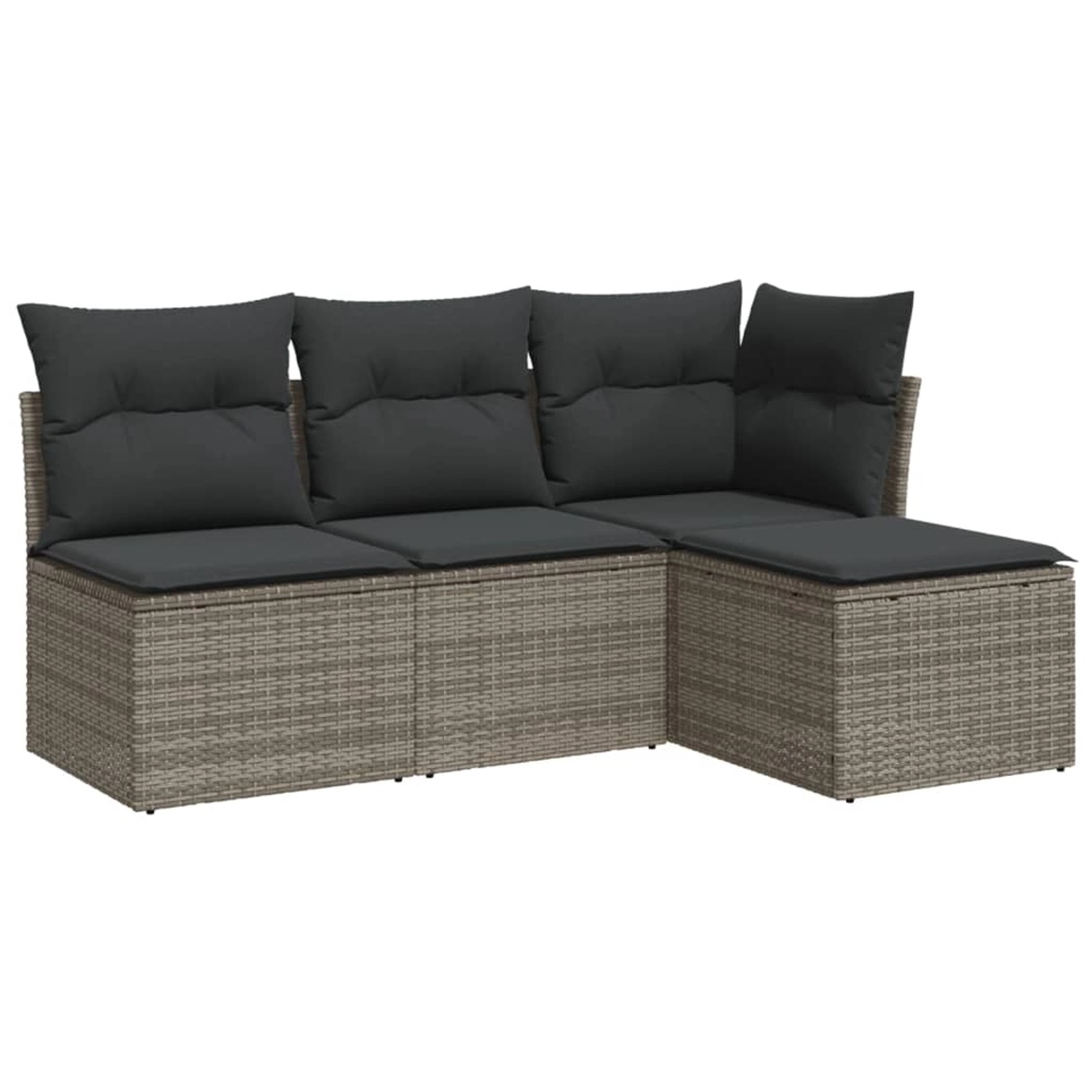 vidaXL 4-tlg Garten-Sofagarnitur mit Kissen Grau Poly Rattan Modell 20 günstig online kaufen