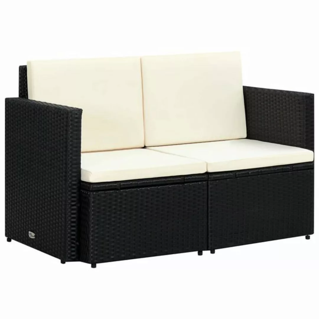 2-sitzer-gartensofa Mit Auflagen Schwarz Poly Rattan günstig online kaufen