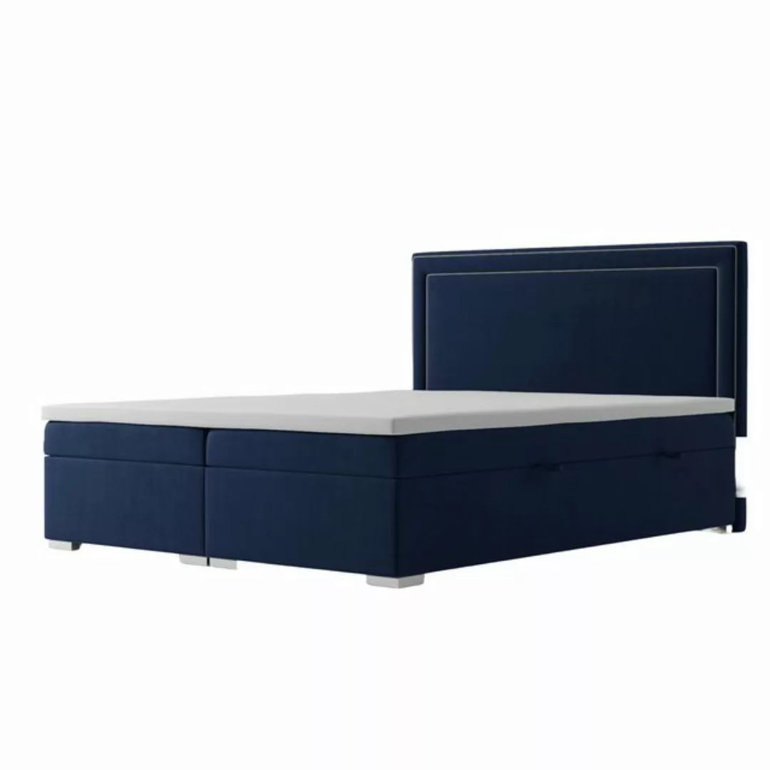 Xlmoebel Bett Boxspring Doppelbett für Hotels mit luxuriösem Polster in bla günstig online kaufen