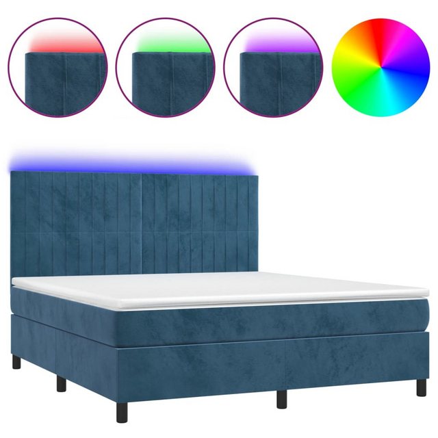 vidaXL Boxspringbett Boxspringbett mit Matratze & LED Samt (180 x 200 cm, B günstig online kaufen