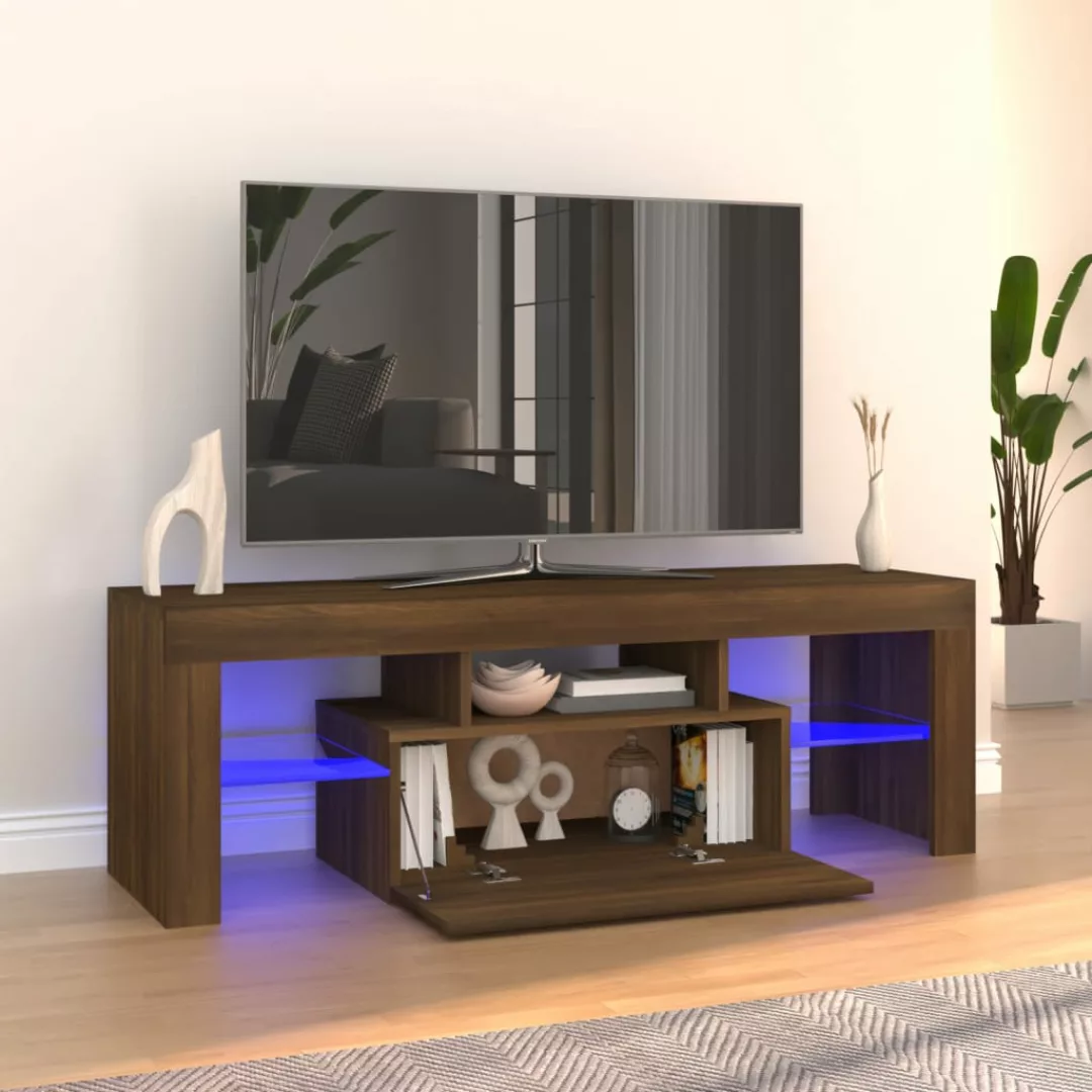 Vidaxl Tv-schrank Mit Led-leuchten Braun Eichen-optik 120x35x40 Cm günstig online kaufen
