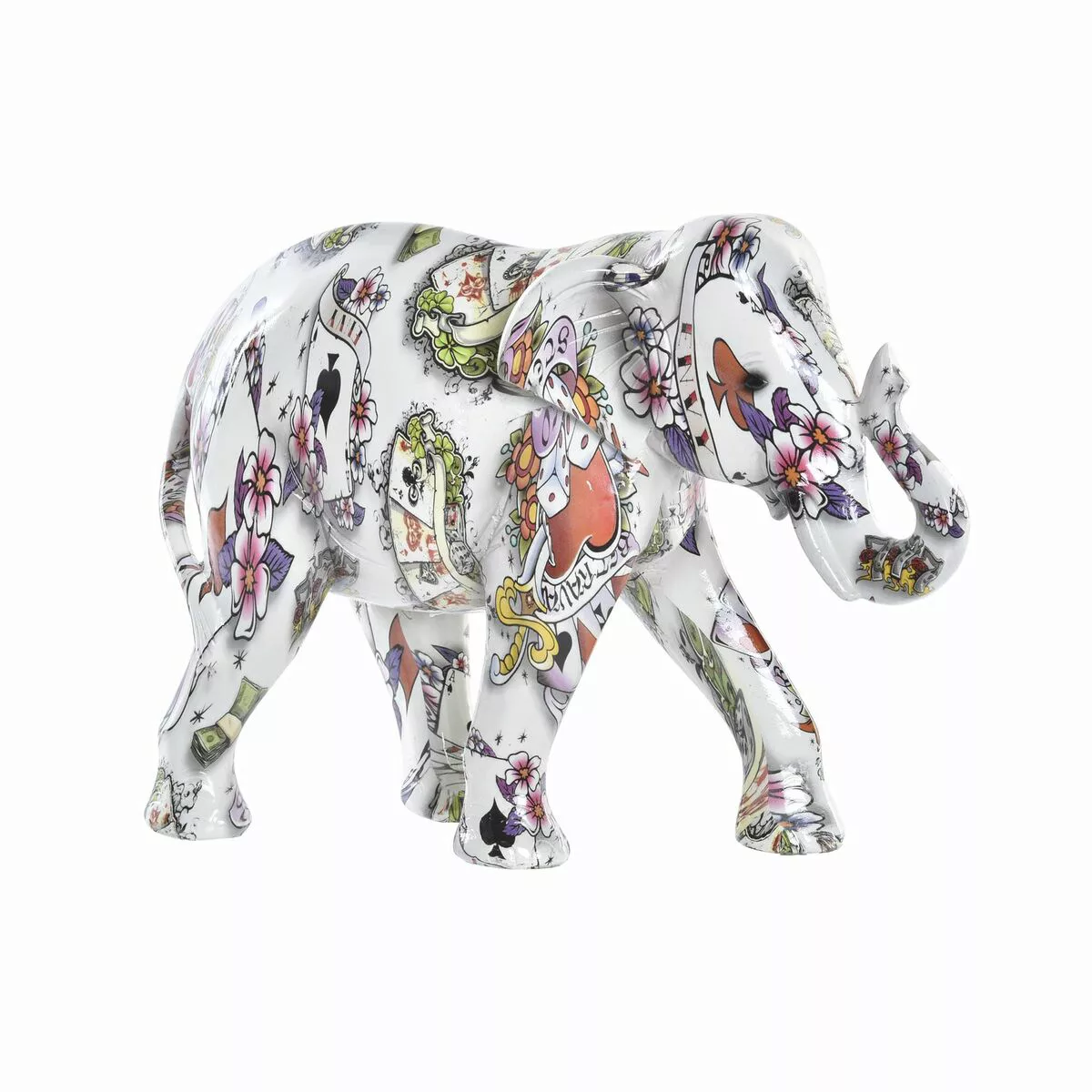 Deko-figur Dkd Home Decor Elefant Weiß Harz Bunt (23 X 9 X 17 Cm) günstig online kaufen