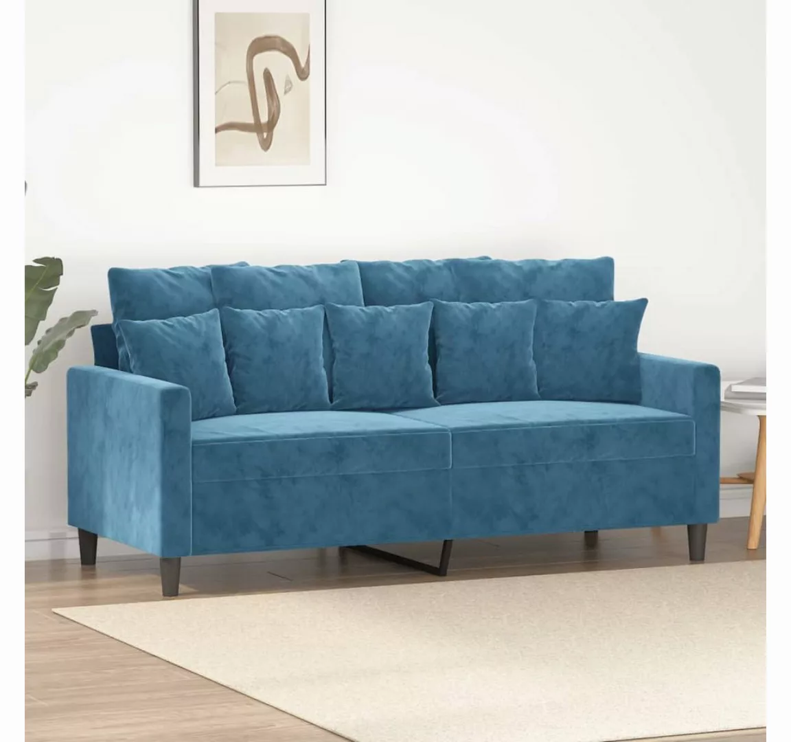 vidaXL Sofa, 2-Sitzer-Sofa Blau 140 cm Samt günstig online kaufen