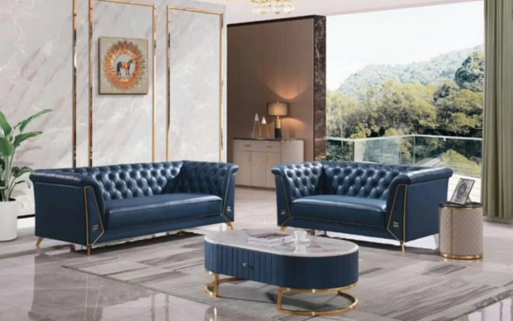 JVmoebel Sofa Luxus Chesterfield Sofagarnitur 3+2 Sitzer Möbel, Made in Eur günstig online kaufen