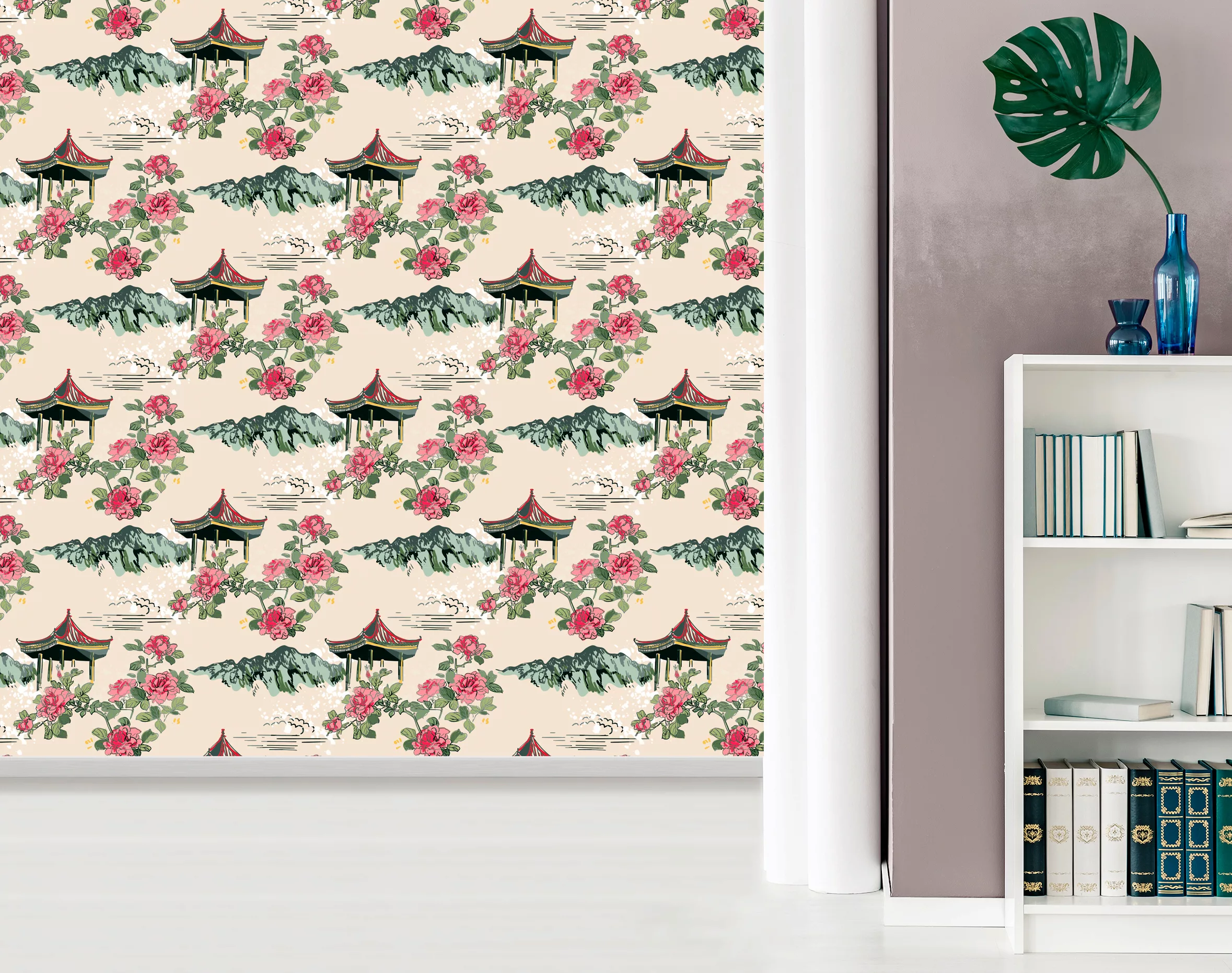 queence Vinyltapete »Esila«, bedruckt-Motiv-botanisch-floral-gemustert-natü günstig online kaufen