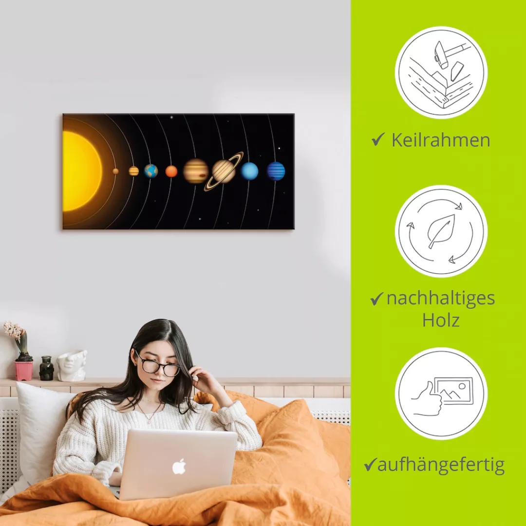 Artland Wandbild "Vector Sonnensystem mit Planeten", Sonnensystem, (1 St.), günstig online kaufen