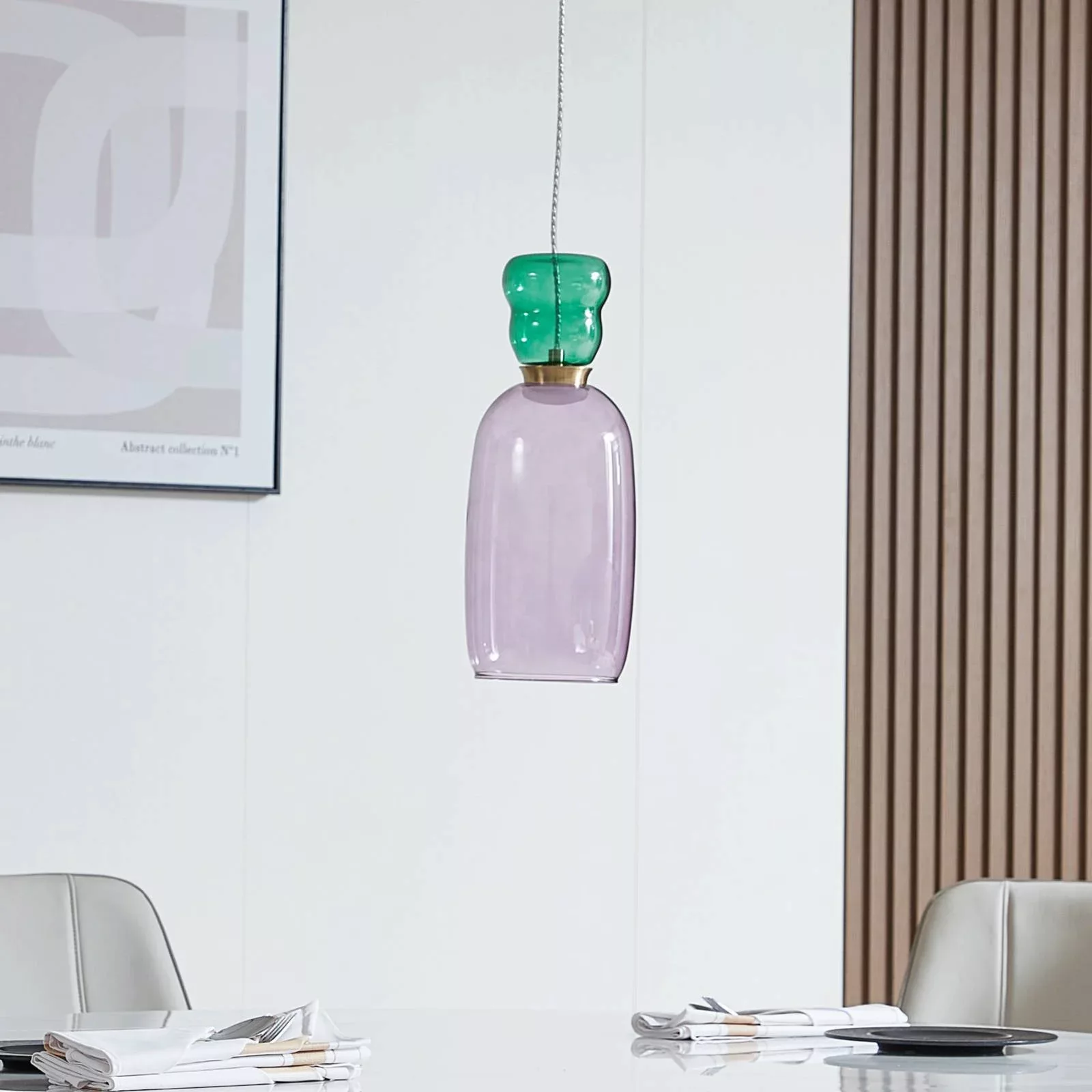 Lucande LED-Hängelampe Fay, lila/dunkelgrün, Glas, Ø 15 cm günstig online kaufen