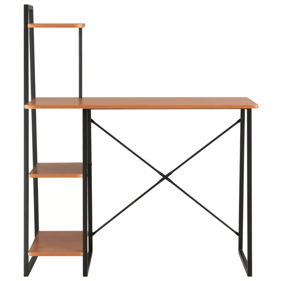 Schreibtisch Mit Regaleinheit Schwarz Und Braun 102×50×117 Cm günstig online kaufen