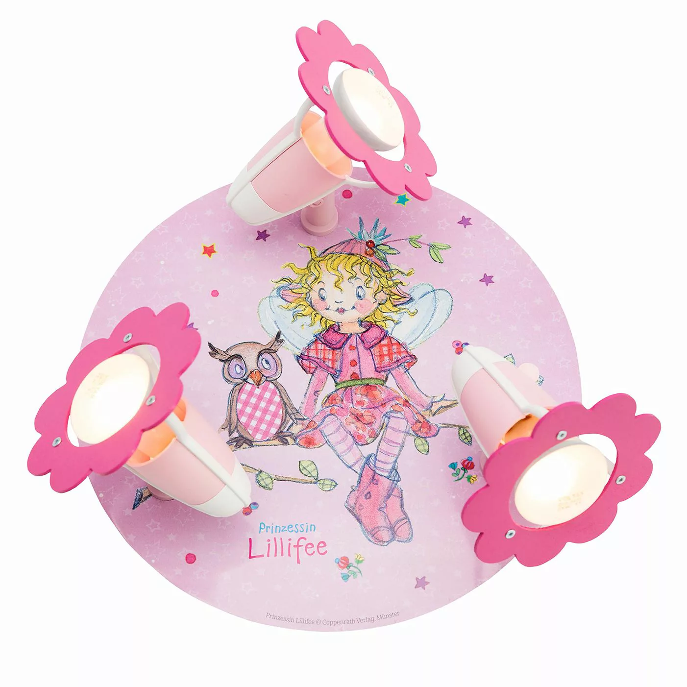home24 Elobra Deckenleuchte Prinzessin Lillifee II 3-flammig Rosa Massivhol günstig online kaufen