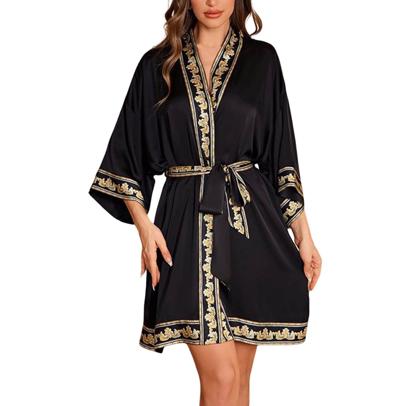 RWEUOQ Morgenmantel Kimono Bademantel, Nachthemd, Schlafmantel,satin günstig online kaufen