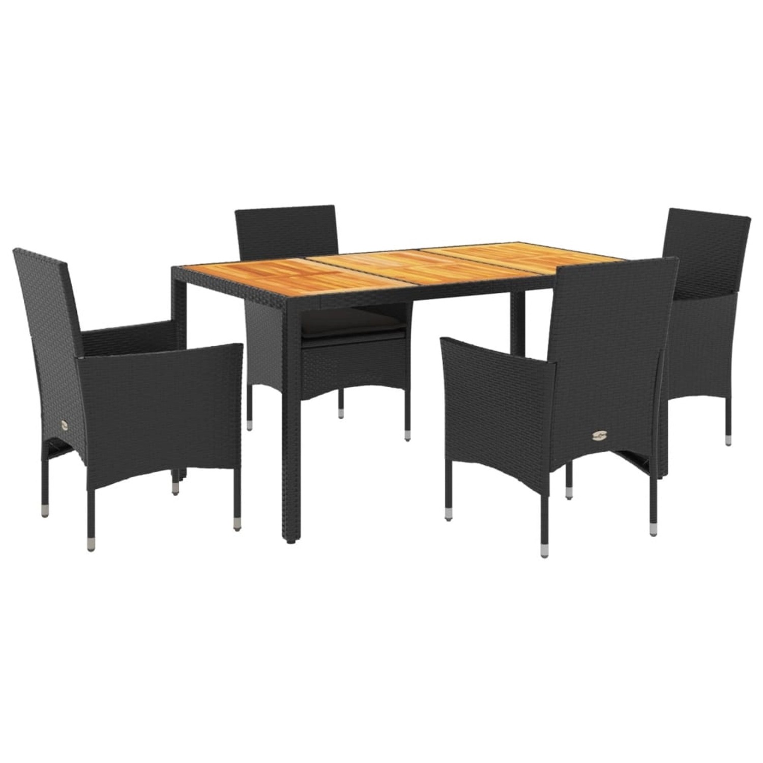 vidaXL 5-Tlg Garten-Essgruppe mit Kissen Schwarz Poly Rattan Akazie 3278671 günstig online kaufen