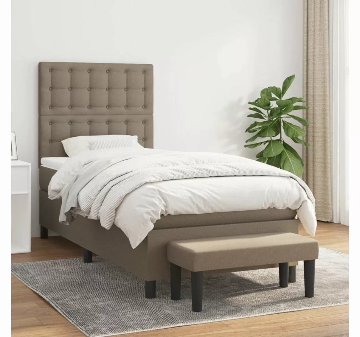 vidaXL Boxspringbett Boxspringbett mit Matratze und Fusshocker Stoff (80 x günstig online kaufen