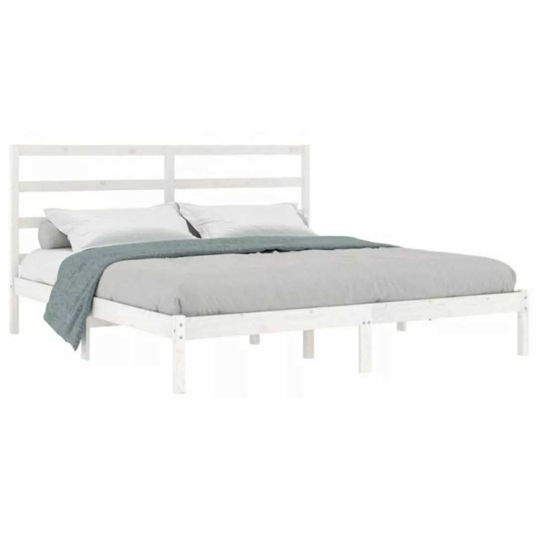 vidaXL Bettgestell Massivholzbett Weiß 180x200 cm 6FT Super King Bett Bettg günstig online kaufen