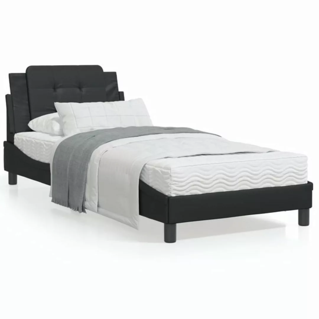 vidaXL Bett Bettgestell mit Kopfteil Schwarz 90x190 cm Kunstleder günstig online kaufen