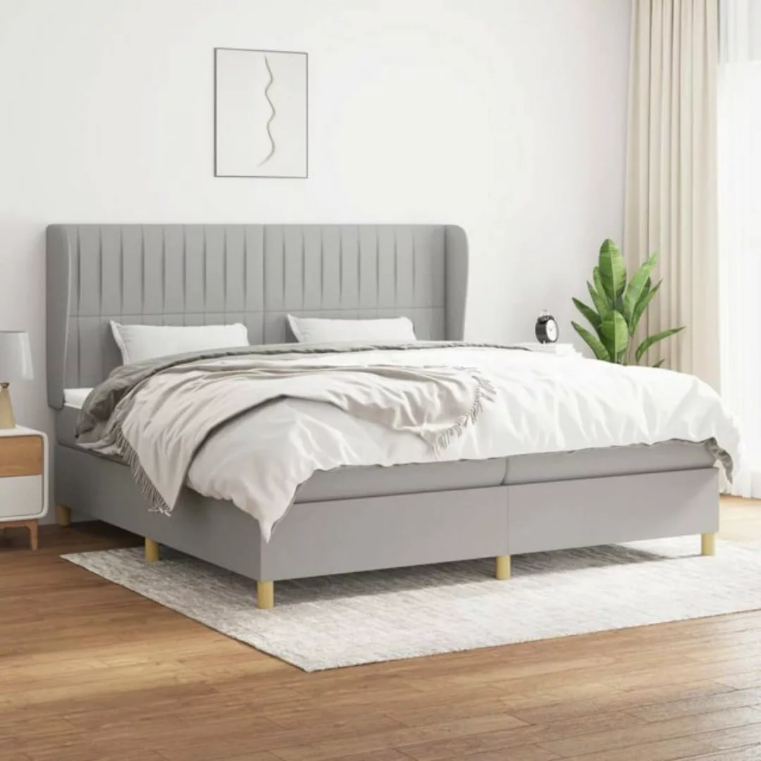 vidaXL Bettgestell Boxspringbett mit Matratze Hellgrau 200x200 cm Stoff Bet günstig online kaufen