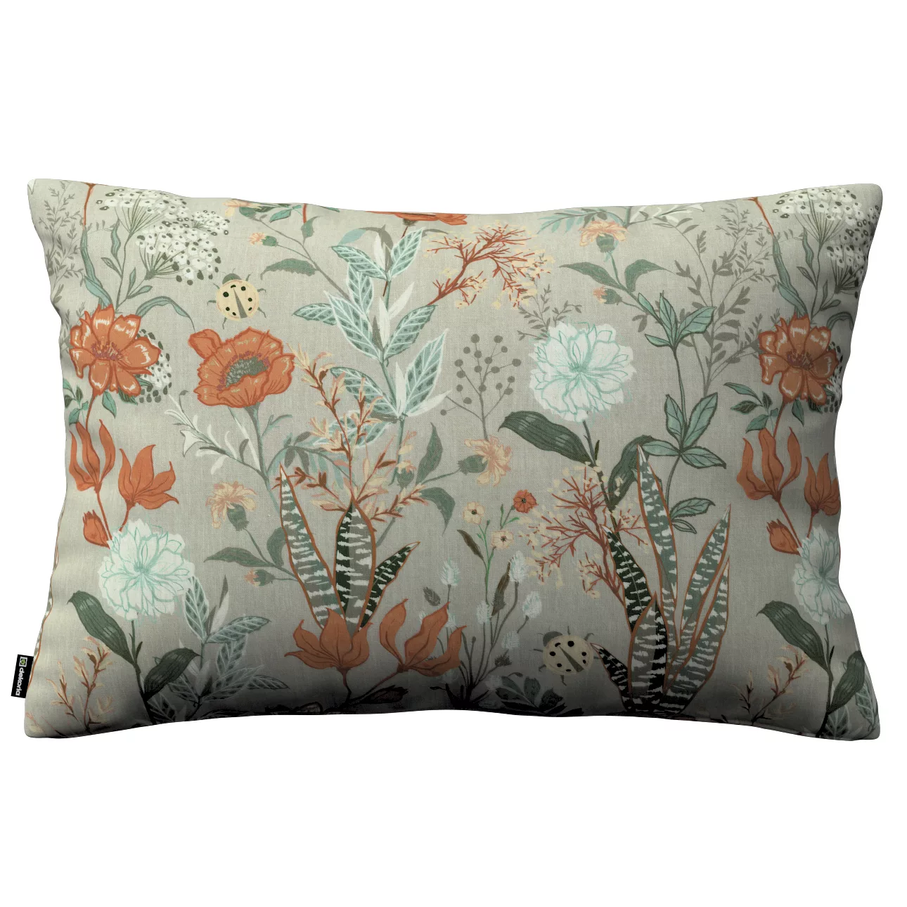 Kissenhülle Kinga rechteckig, grau-orange-grün, 47 x 28 cm, Flowers (143-70 günstig online kaufen