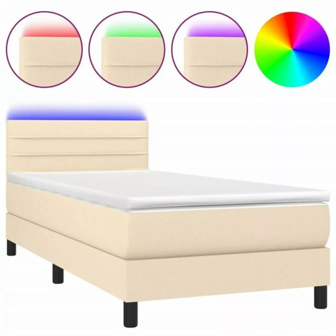 vidaXL Bettgestell Boxspringbett mit Matratze LED Creme 90x200 cm Stoff Bet günstig online kaufen