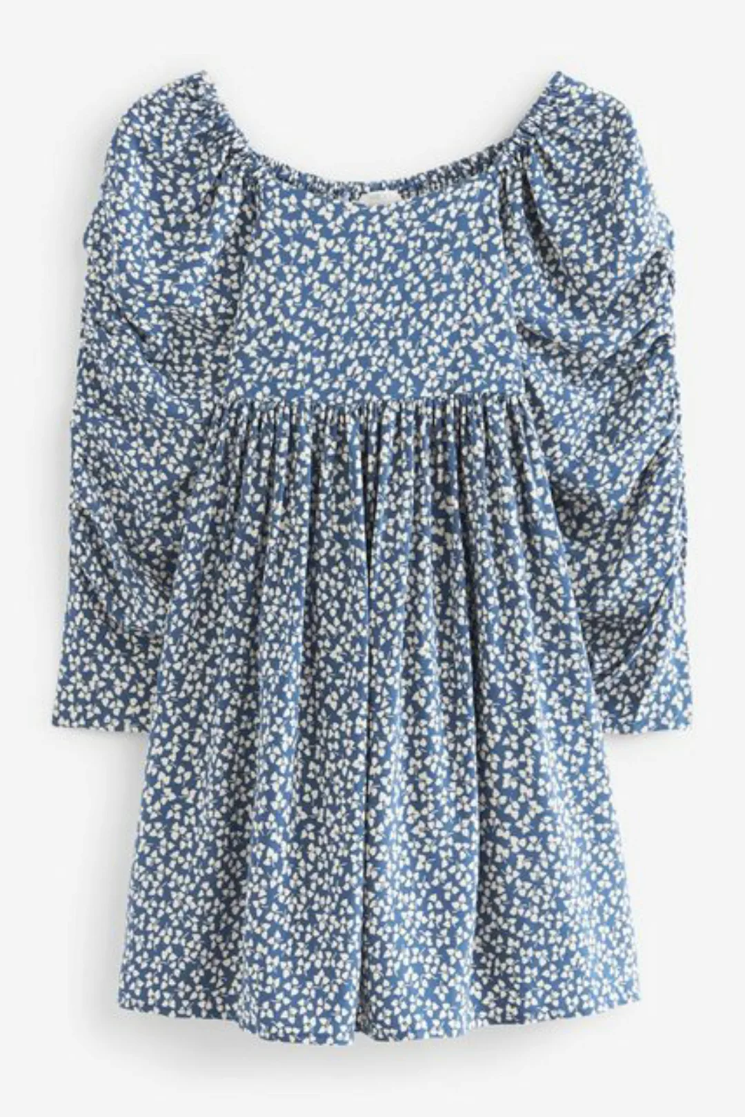 Next Druckkleid Bedrucktes Kleid mit Raffärmeln (1-tlg) günstig online kaufen
