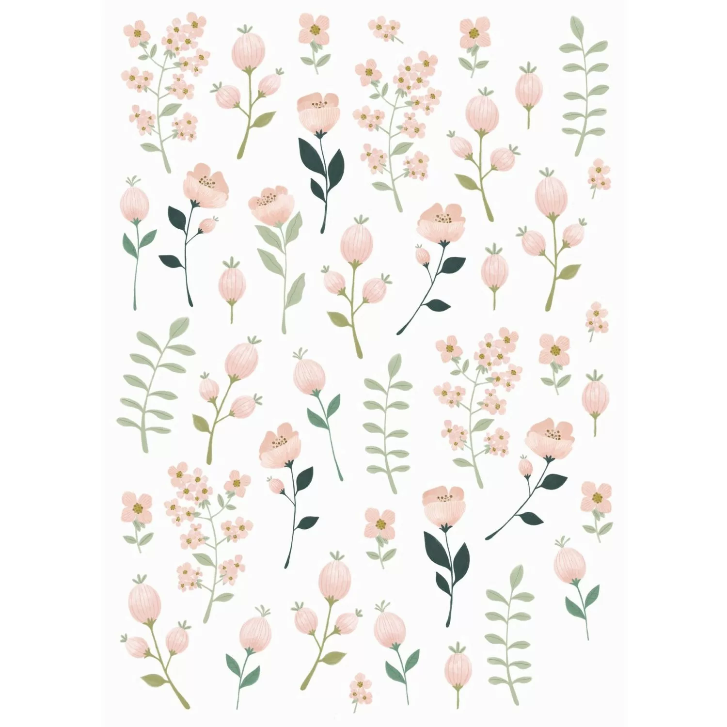 ESTAhome Wandtattoo Blumen Weiß Rosa und Grün 47,5 cm x 66 cm 156114 günstig online kaufen