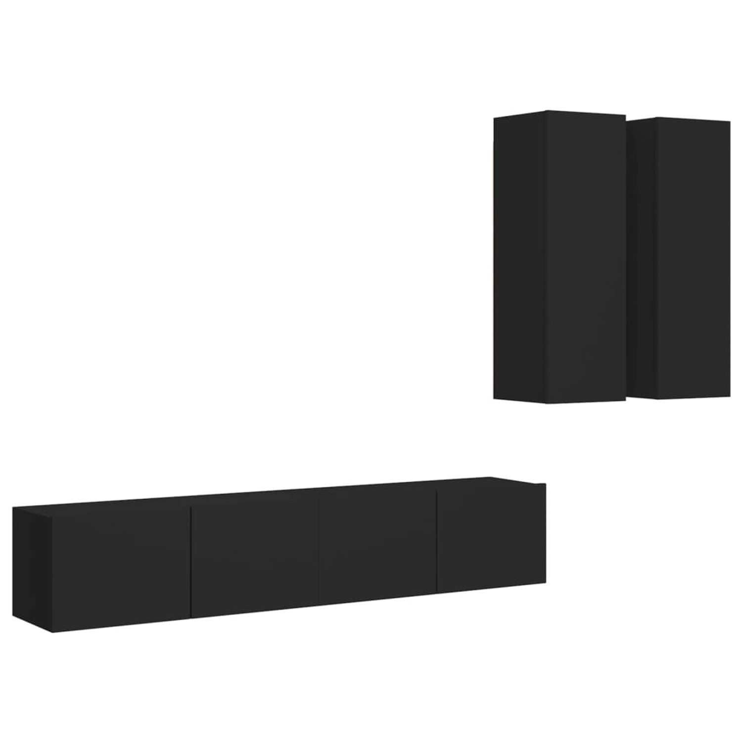 vidaXL 4-tlg. TV-Schrank-Set Schwarz Holzwerkstoff 11 günstig online kaufen
