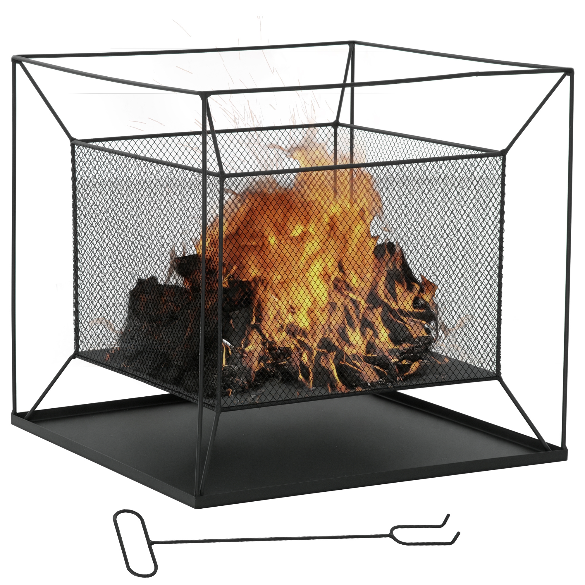 Outsunny Feuerschale  Modern, rechteckig, Feuerkorb, Feuerstelle für Garten günstig online kaufen