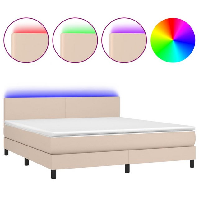 vidaXL Boxspringbett Bett Boxspringbett mit Matratze & LED Kunstleder (160 günstig online kaufen