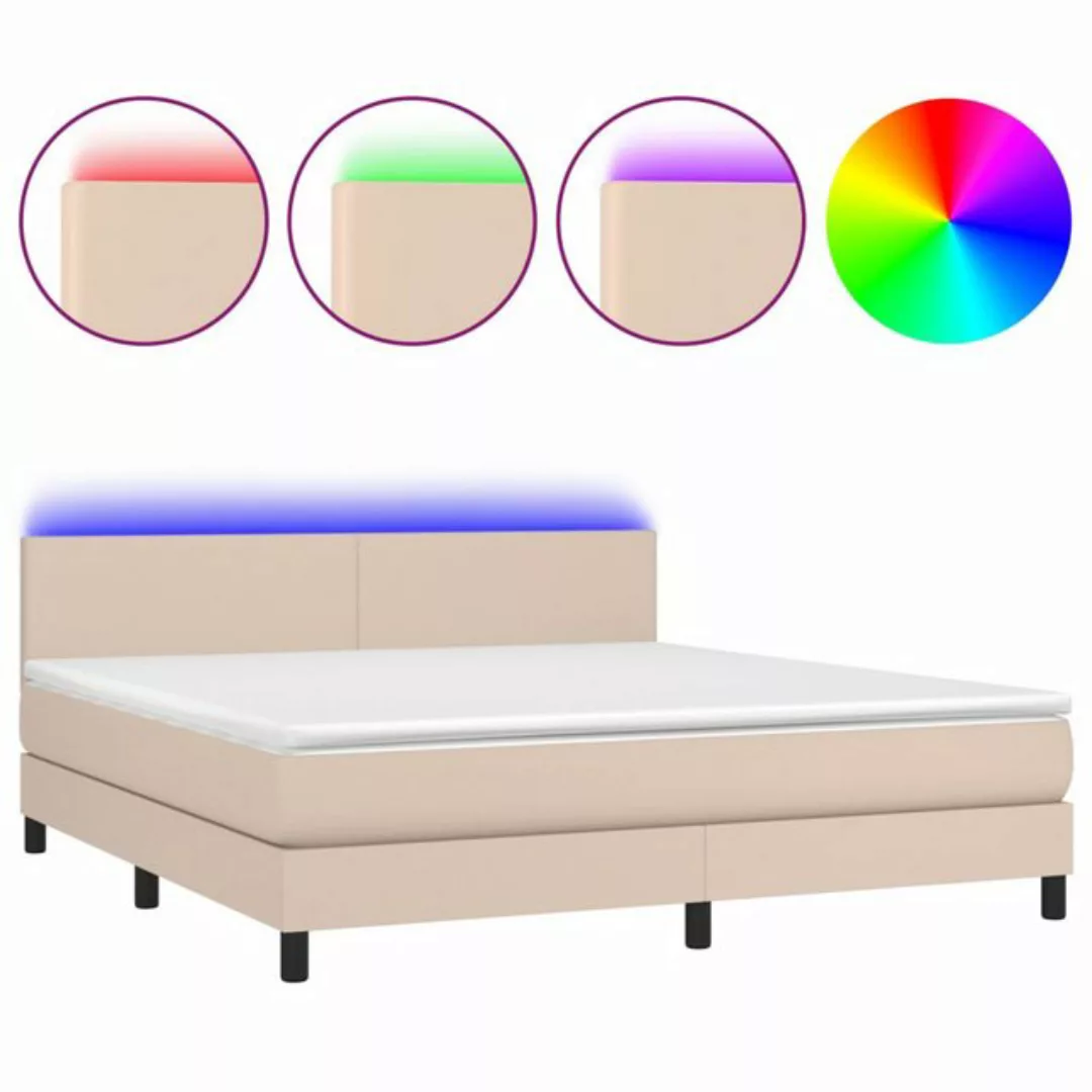 vidaXL Boxspringbett, Boxspringbett mit Matratze & LED Cappuccino-Braun 180 günstig online kaufen